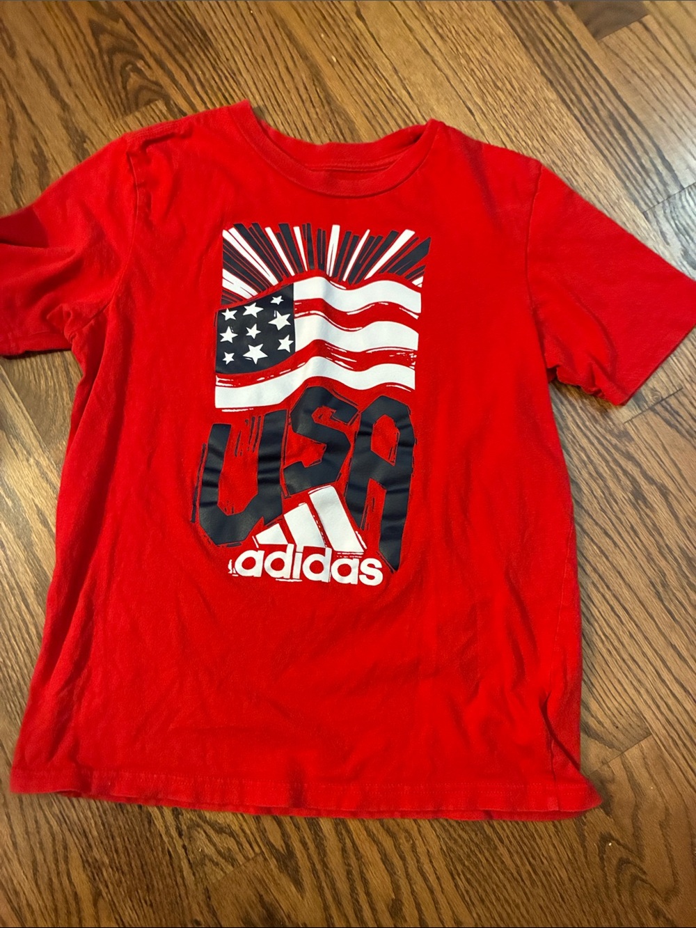 adidas Kids' Medium 10/12 USA Flag patriotic 4th of July America Graphic Tee